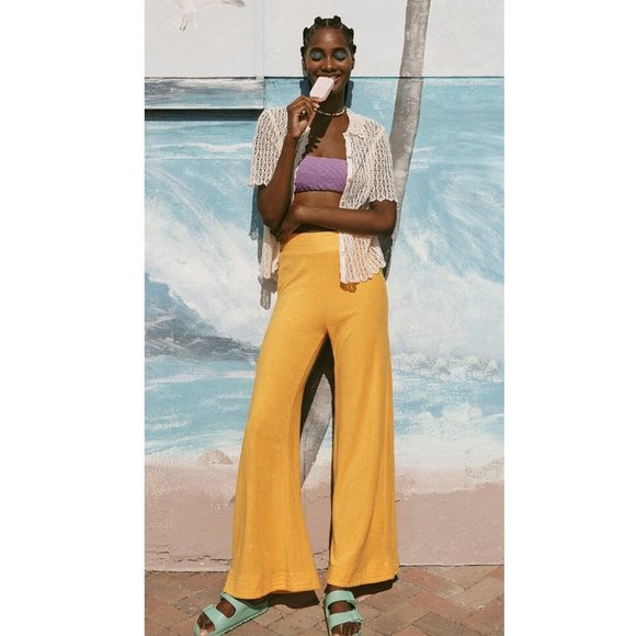 NWT SIMON MILLER GOLDEN YELLOW RETRO LOA WIDE LEG TERRY CLOTH PANTS SIZE SMALL - Picture 4 of 11